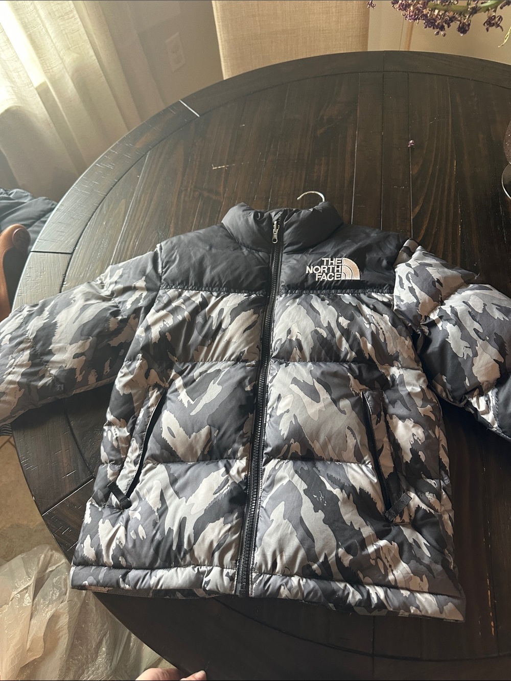The North Face Kids Grey Camo Puffer Jacket
